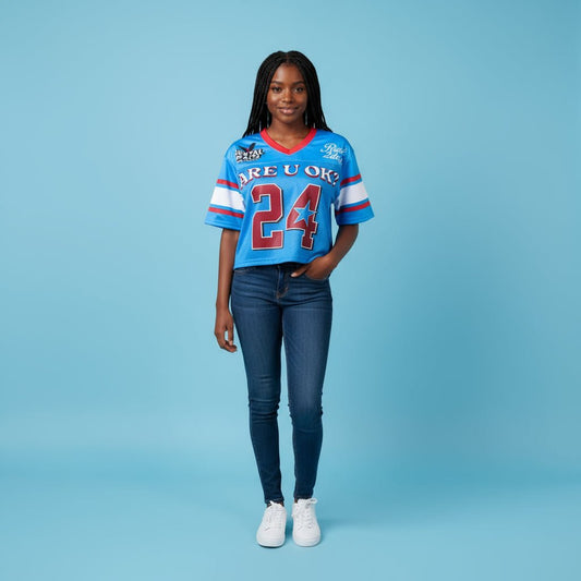 ARE U OK CROP JERSEY - BLUE - RUOK2DAY APPAREL