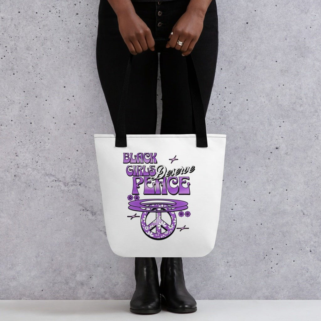 BLACK GIRLS DESERVE PEACE TOTE - LAVENDER - RUOK2DAY APPAREL