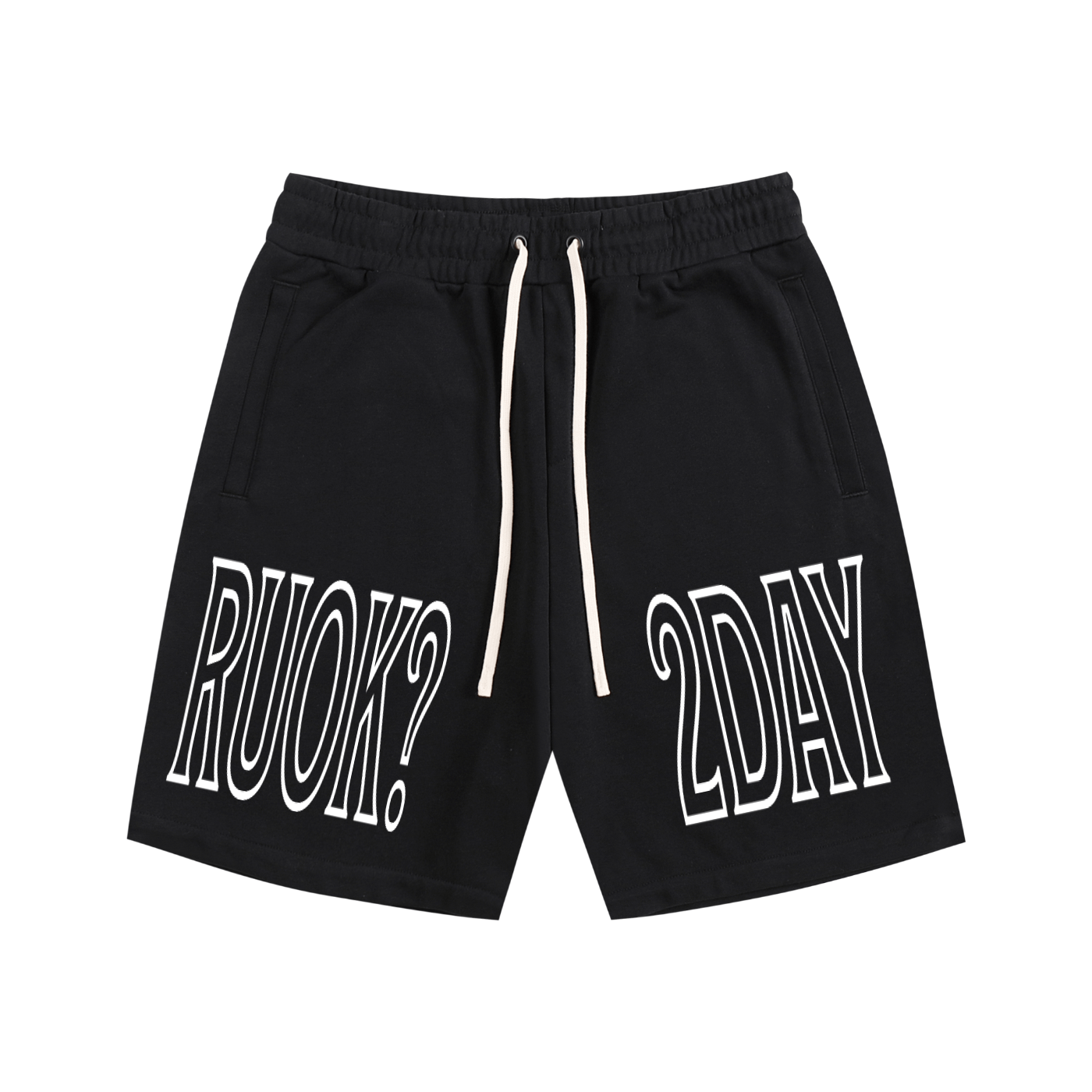 RUOK2DAY ESSENTIAL SHORTS - BLACK - RUOK2DAY APPAREL