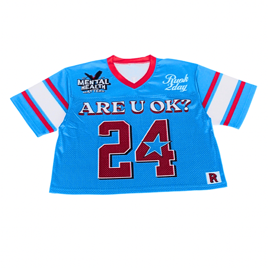 ARE U OK CROP JERSEY - BLUE - RUOK2DAY APPAREL