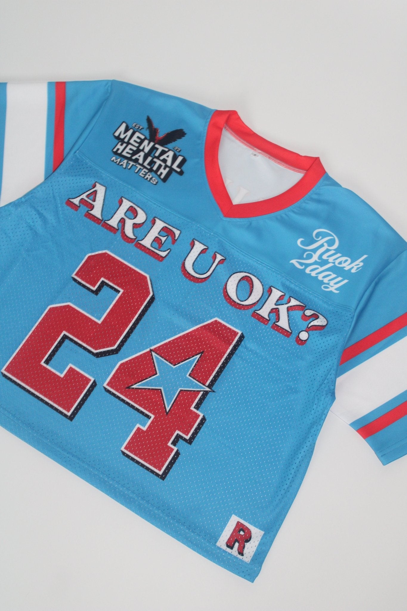 ARE U OK CROP JERSEY - BLUE - RUOK2DAY APPAREL