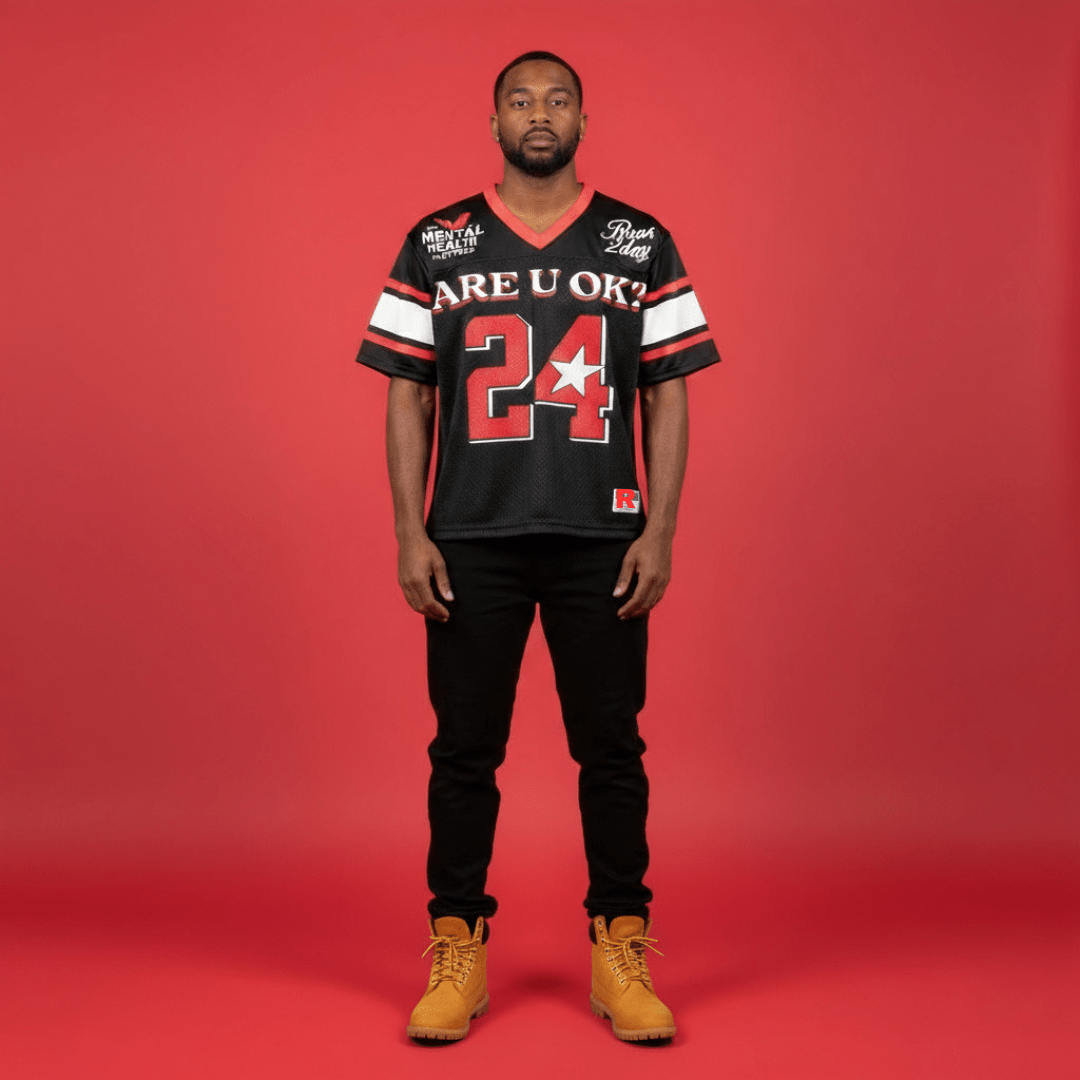 ARE U OK CROP JERSEY - BLACK - RUOK2DAY APPAREL