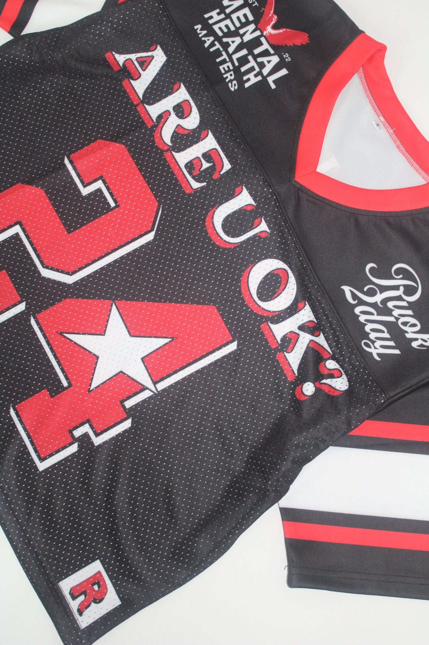 ARE U OK CROP JERSEY - BLACK - RUOK2DAY APPAREL