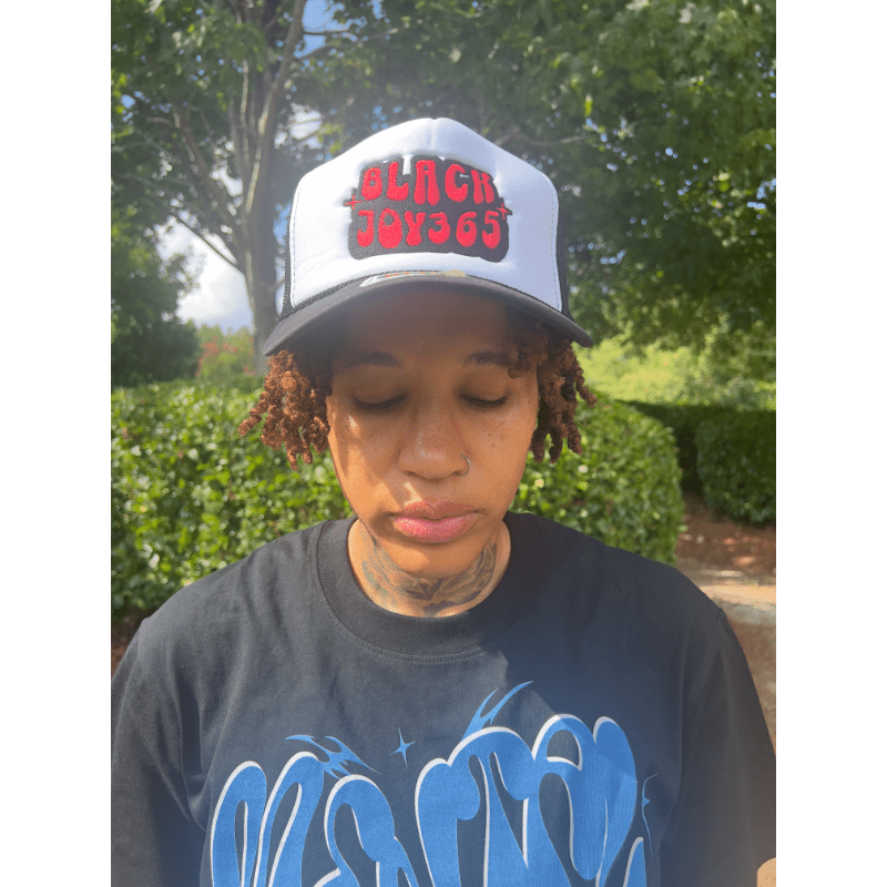BLACK JOY 365 TRUCKER HAT - RED - RUOK2DAY APPAREL