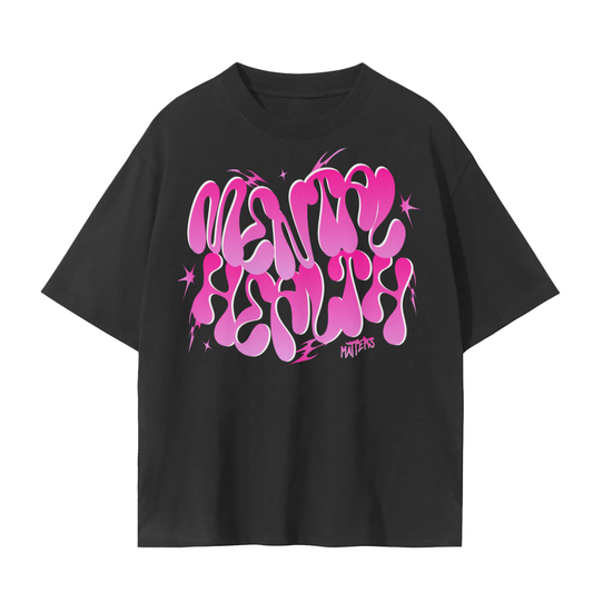 MENTAL HEALTH MATTERS TEE - PINK & BLACK