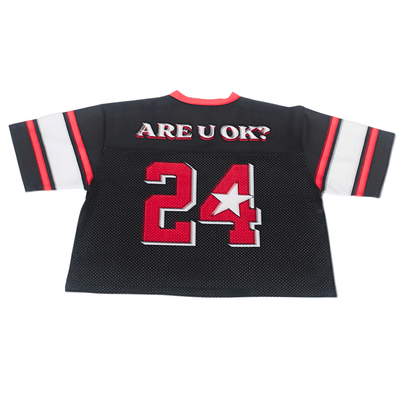 ARE U OK CROP JERSEY - BLACK - RUOK2DAY APPAREL