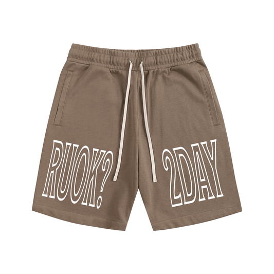 RUOK2DAY ESSENTIAL SHORTS - COFFEE - RUOK2DAY APPAREL