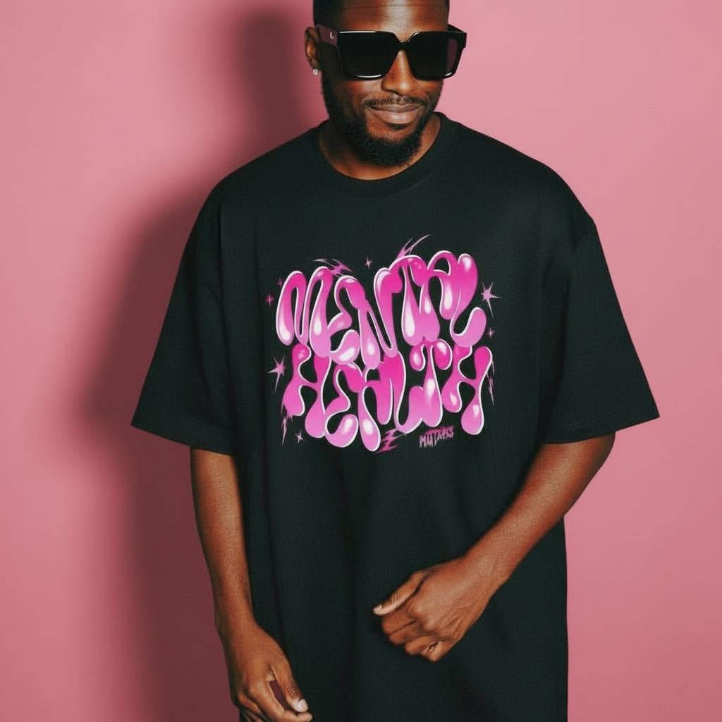 MENTAL HEALTH MATTERS TEE - PINK & BLACK - RUOK2DAY APPAREL