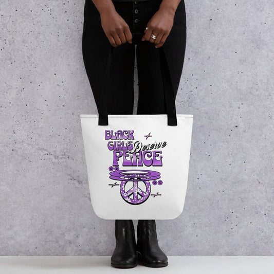 BLACK GIRLS DESERVE PEACE TOTE - LAVENDER - RUOK2DAY APPAREL