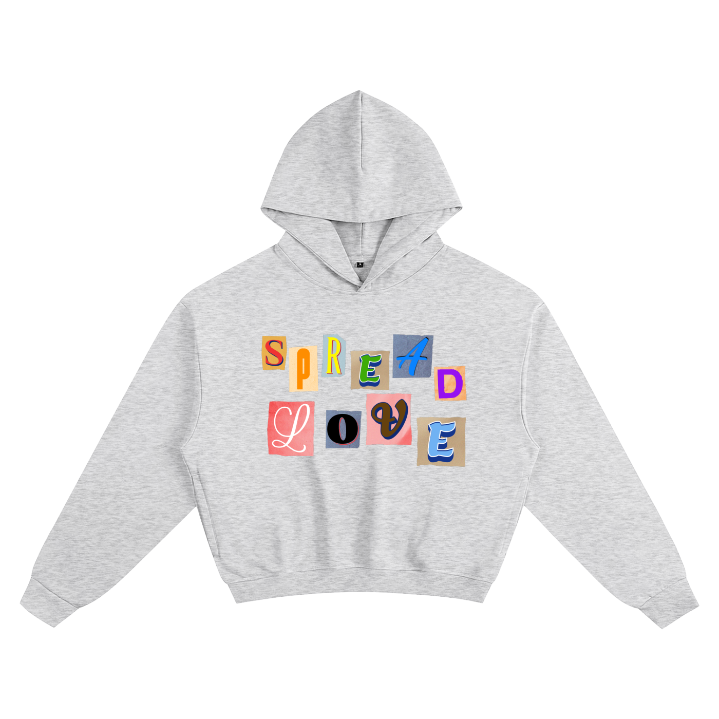 SPREAD LOVE Cropped Hoodie(Grey)