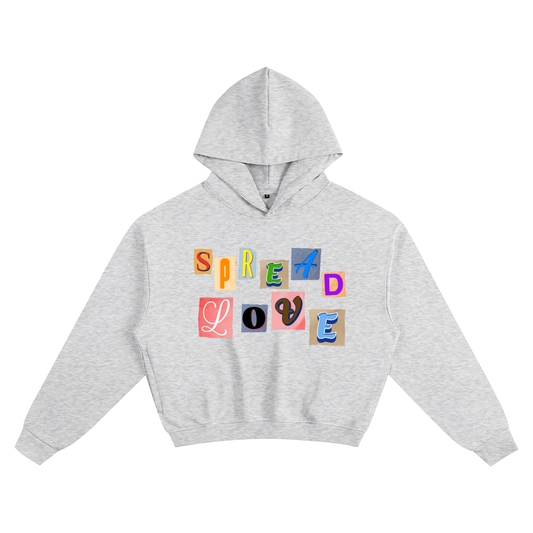 SPREAD LOVE Cropped Hoodie(Grey)