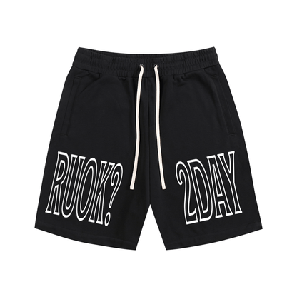 RUOK2DAY ESSENTIAL SHORTS - BLACK - RUOK2DAY APPAREL