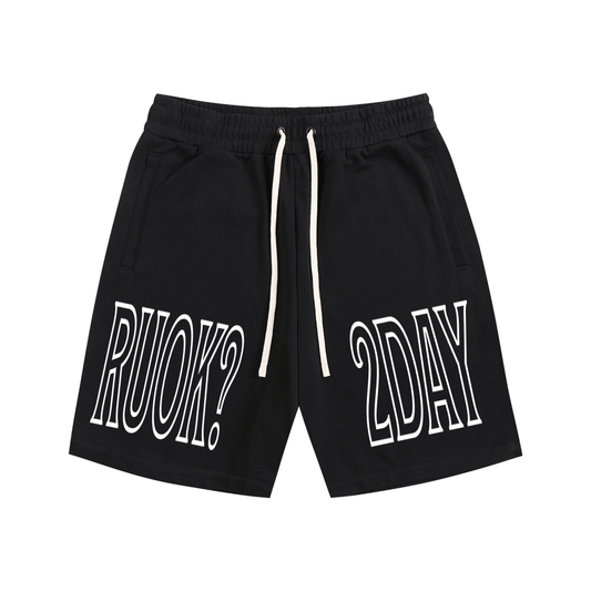 RUOK2DAY ESSENTIAL SHORTS - BLACK - RUOK2DAY APPAREL