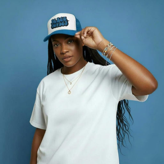 BLACK JOY 365 TRUCKER HAT - SKY BLUE - RUOK2DAY APPAREL