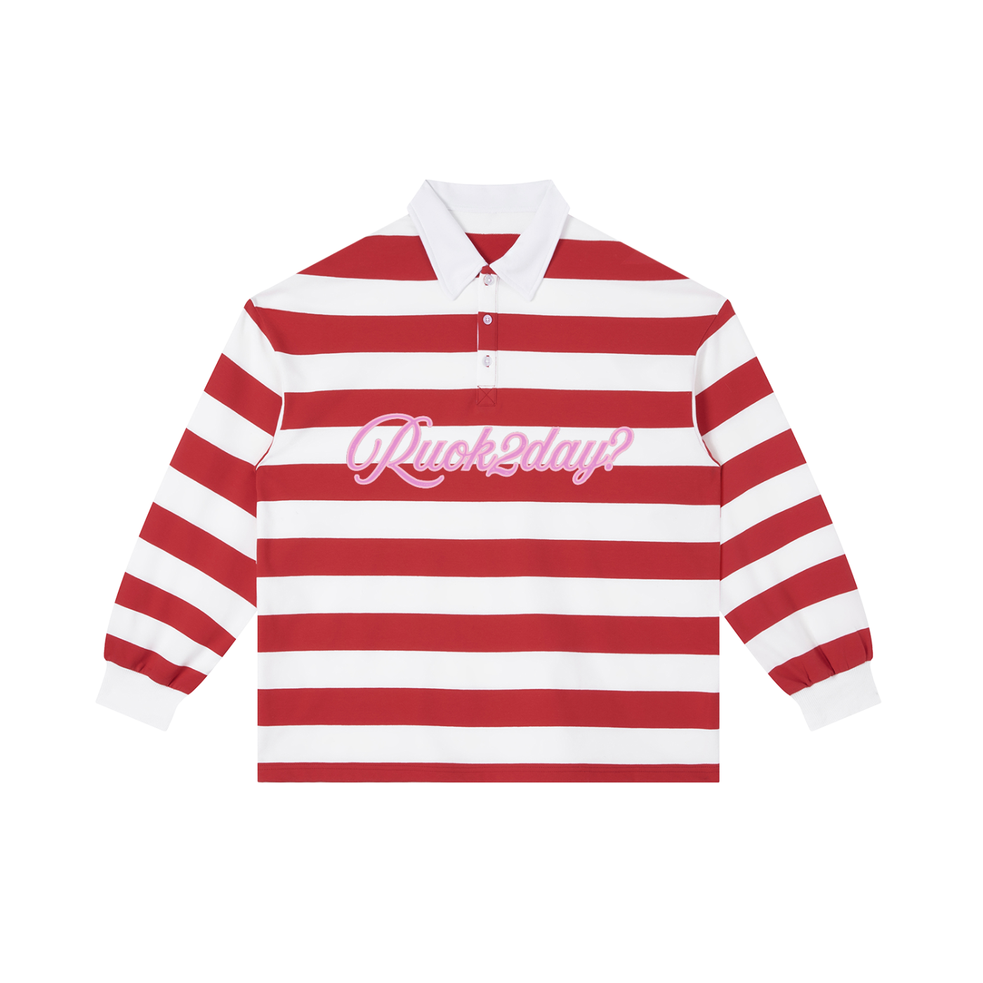 RUOK2DAY COLOR BLOCK STRIPE RUGBY(PEPPERMINT)