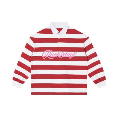 RUOK2DAY COLOR BLOCK STRIPE RUGBY(PEPPERMINT)