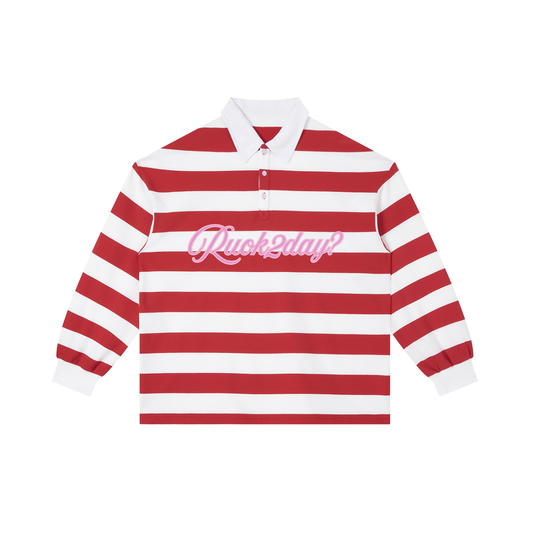 RUOK2DAY COLOR BLOCK STRIPE RUGBY(PEPPERMINT)
