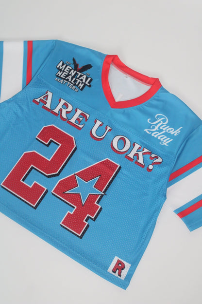 ARE U OK CROP JERSEY - BLUE - RUOK2DAY APPAREL