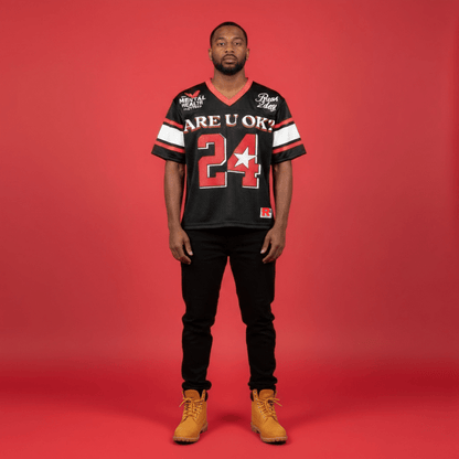 ARE U OK CROP JERSEY - BLACK - RUOK2DAY APPAREL