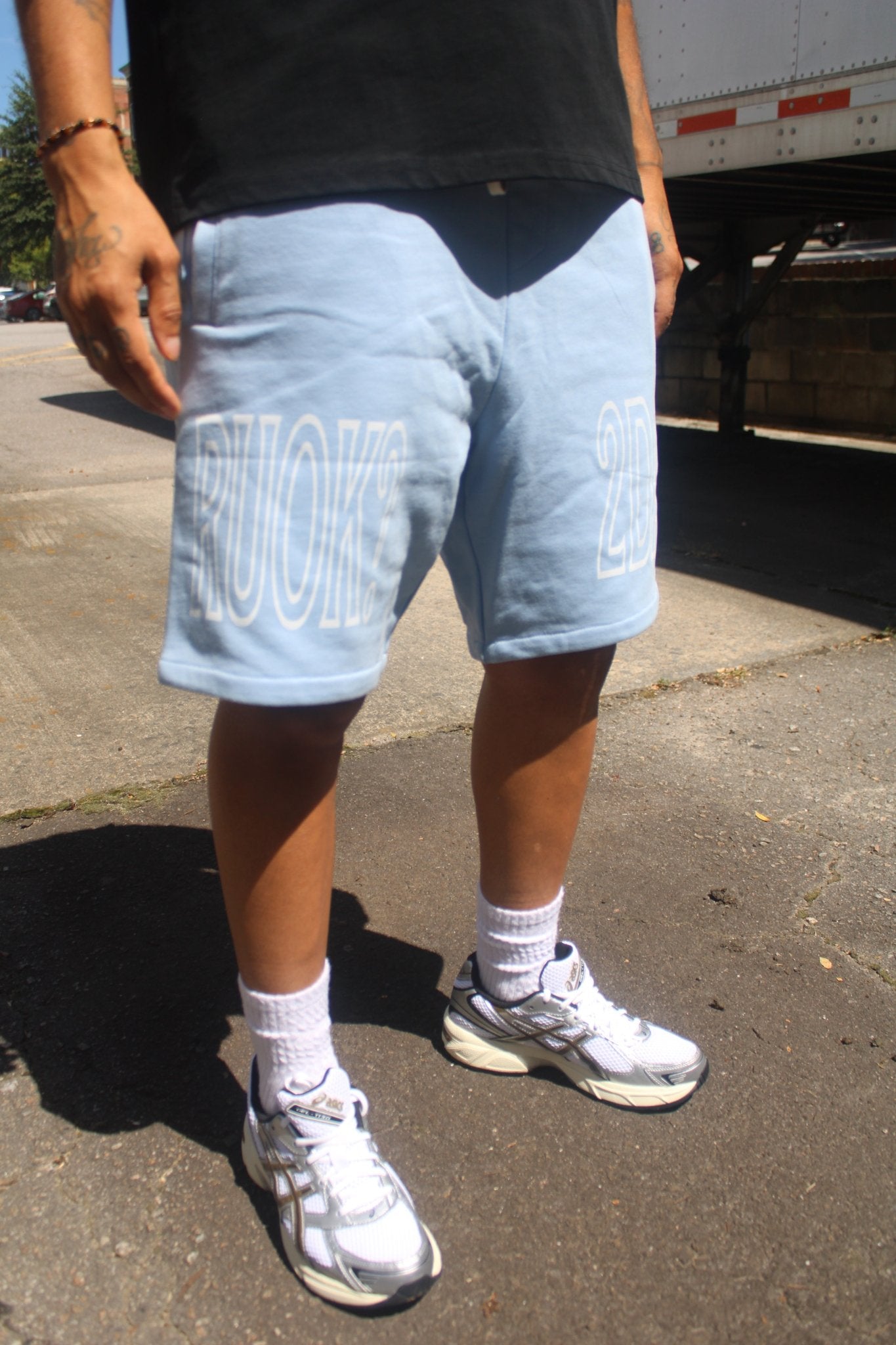 RUOK2DAY ESSENTIAL SHORTS - SKY BLUE - RUOK2DAY APPAREL