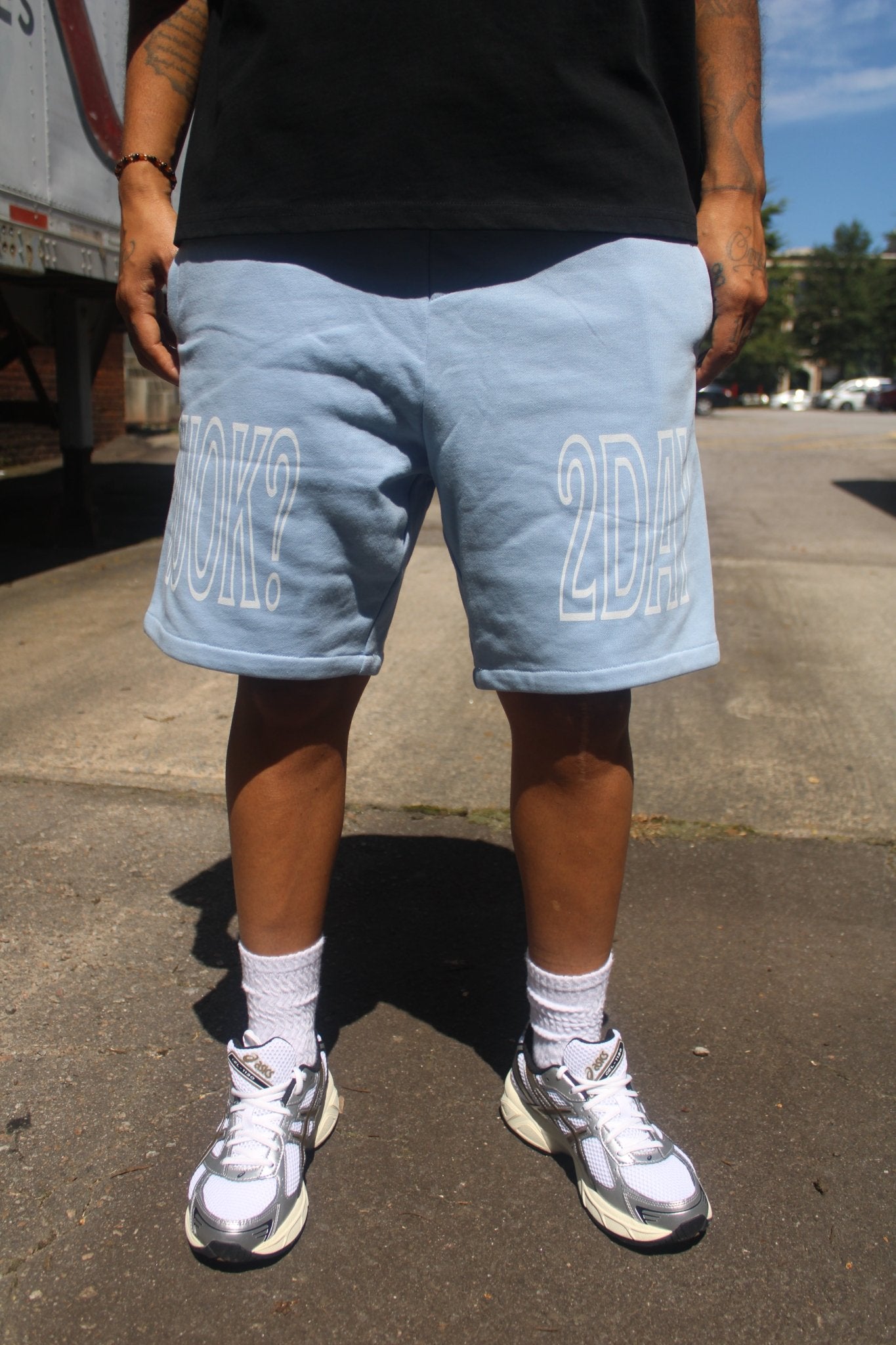 RUOK2DAY ESSENTIAL SHORTS - SKY BLUE - RUOK2DAY APPAREL