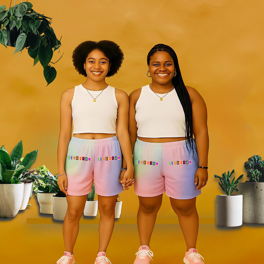 RUOK2DAY CUTOUTS SHORTS - IRIDESCENT