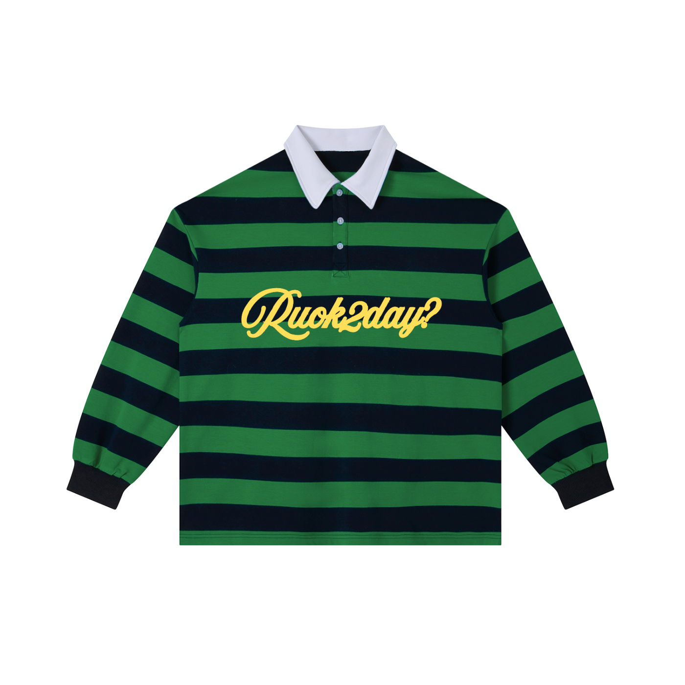 RUOK2DAY COLOR BLOCK STRIPE RUGBY (GREEN)